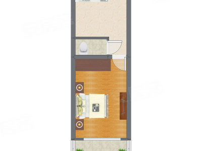 1室1厅 38.78平米户型图