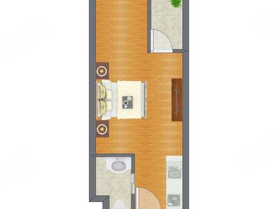 1室0厅 39.79平米户型图