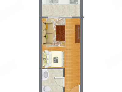 1室0厅 26.04平米户型图