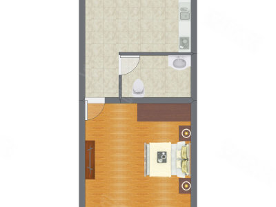 1室1厅 35.95平米户型图