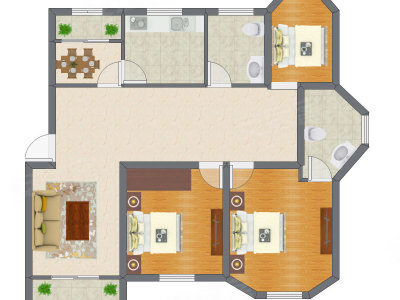 3室2厅 86.13平米