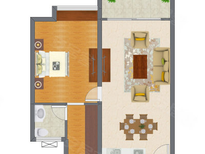 1室2厅 81.00平米户型图