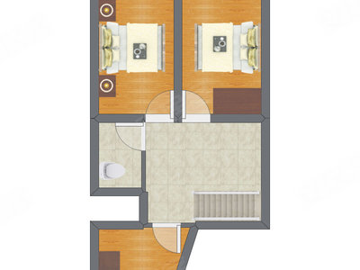 2室1厅 50.89平米