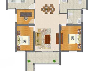 2室1厅 76.53平米