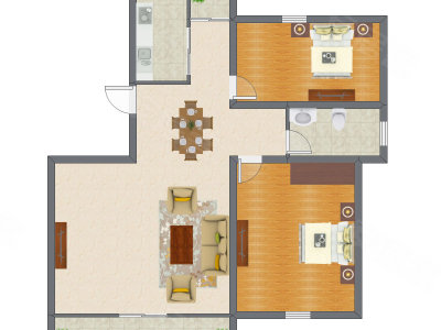 2室2厅 107.00平米户型图