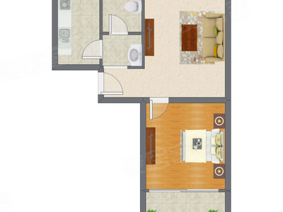 1室1厅 63.07平米户型图