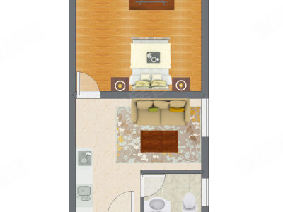 1室1厅 42.55平米户型图