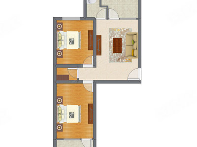2室1厅 78.36平米户型图