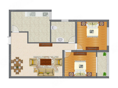 2室2厅 145.37平米户型图
