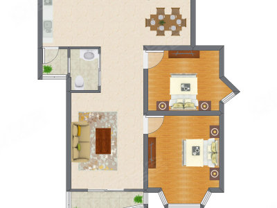 2室2厅 120.94平米户型图
