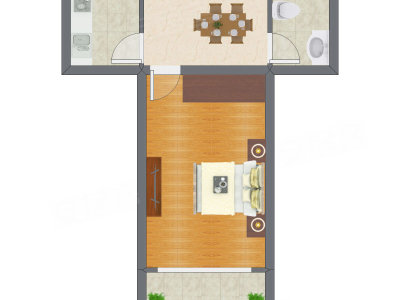 1室1厅 72.00平米户型图