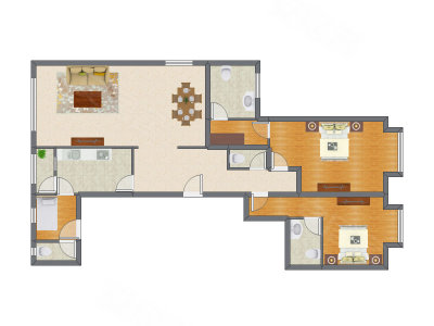 2室2厅 189.95平米户型图