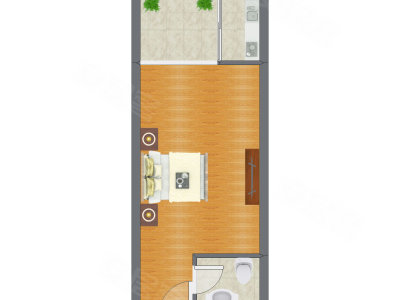 1室0厅 48.75平米