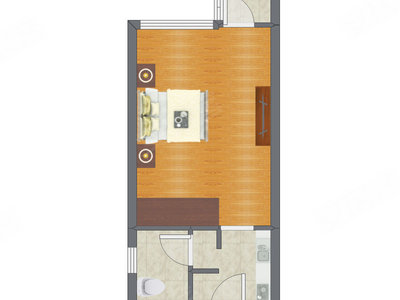 1室0厅 44.78平米户型图