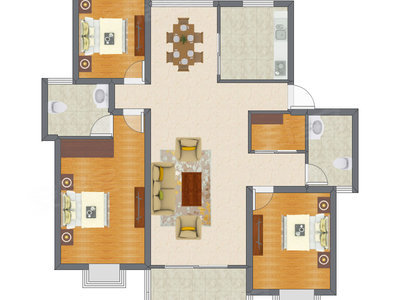 3室2厅 150.22平米