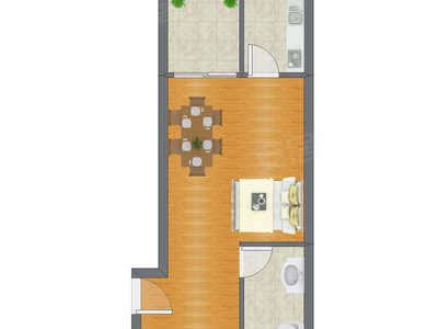 1室0厅 47.71平米户型图