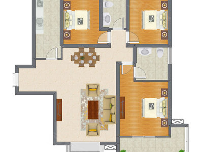 3室2厅 127.32平米