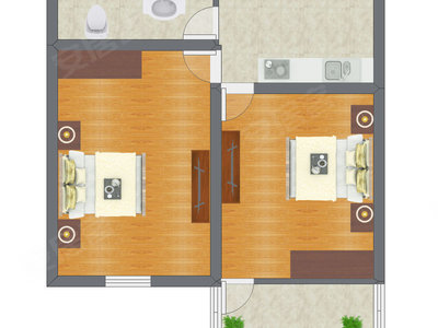 2室0厅 43.39平米