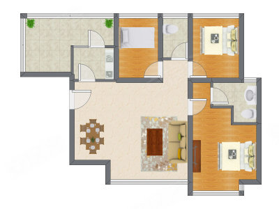 3室2厅 87.10平米