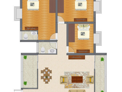 3室2厅 98.90平米