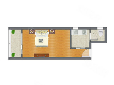 1室0厅 40.41平米户型图