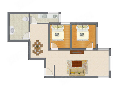 2室2厅 85.71平米