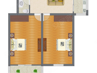 1室1厅 60.15平米