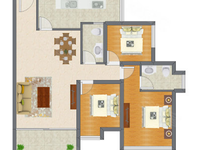 3室2厅 95.98平米
