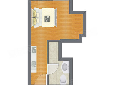 1室0厅 31.94平米户型图