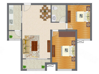 2室2厅 102.71平米户型图