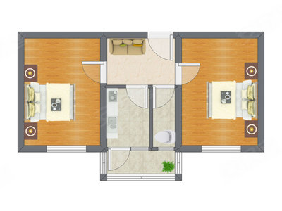2室1厅 52.40平米户型图