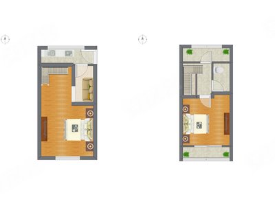 2室1厅 51.75平米