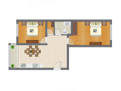 2室1厅 83.94平米户型图