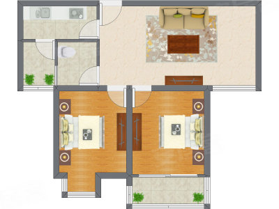 2室1厅 89.80平米户型图