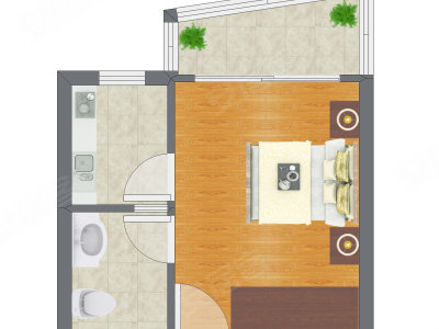 1室0厅 39.87平米户型图