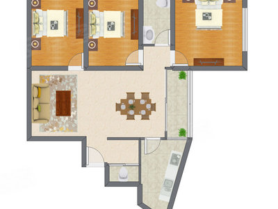 3室2厅 114.55平米户型图