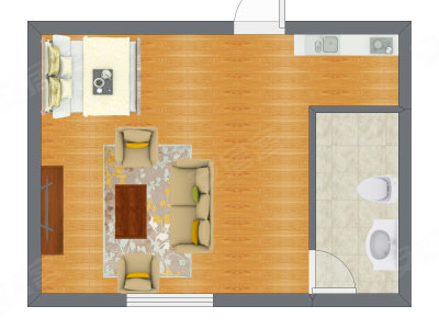 1室1厅 48.53平米户型图