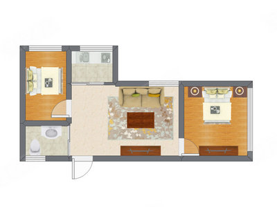 2室1厅 49.00平米