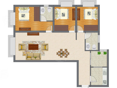 3室2厅 115.15平米户型图