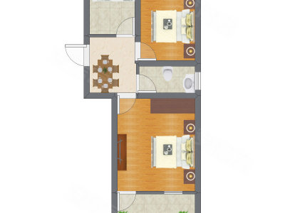 2室1厅 35.79平米