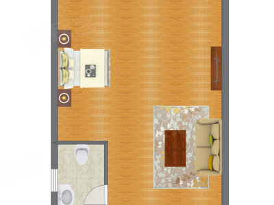 1室1厅 45.18平米户型图