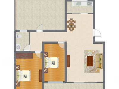 2室2厅 120.72平米户型图