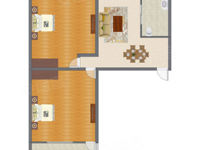 2室2厅 55.00平米
