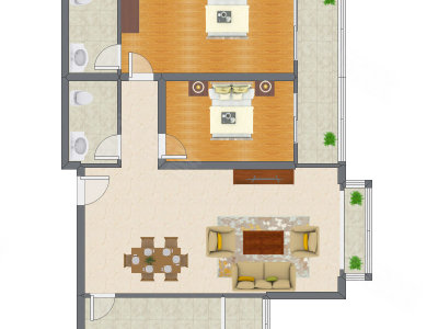 2室1厅 140.21平米