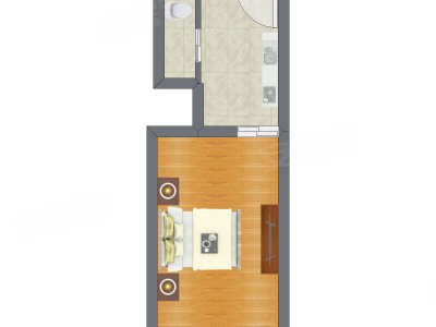 1室0厅 32.59平米户型图
