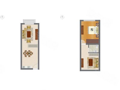 1室2厅 23.86平米户型图