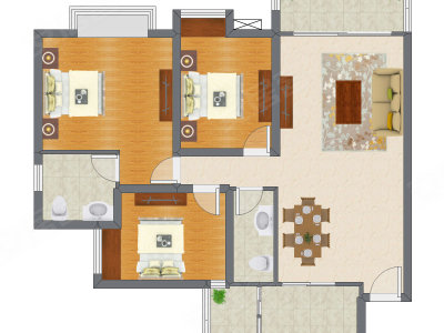 3室2厅 109.74平米