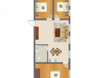 3室2厅 105.34平米户型图