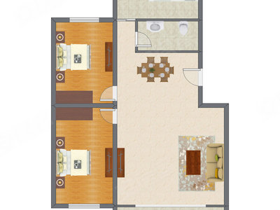 2室2厅 104.20平米户型图