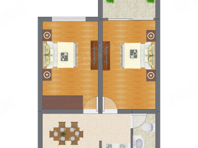 2室1厅 69.00平米户型图